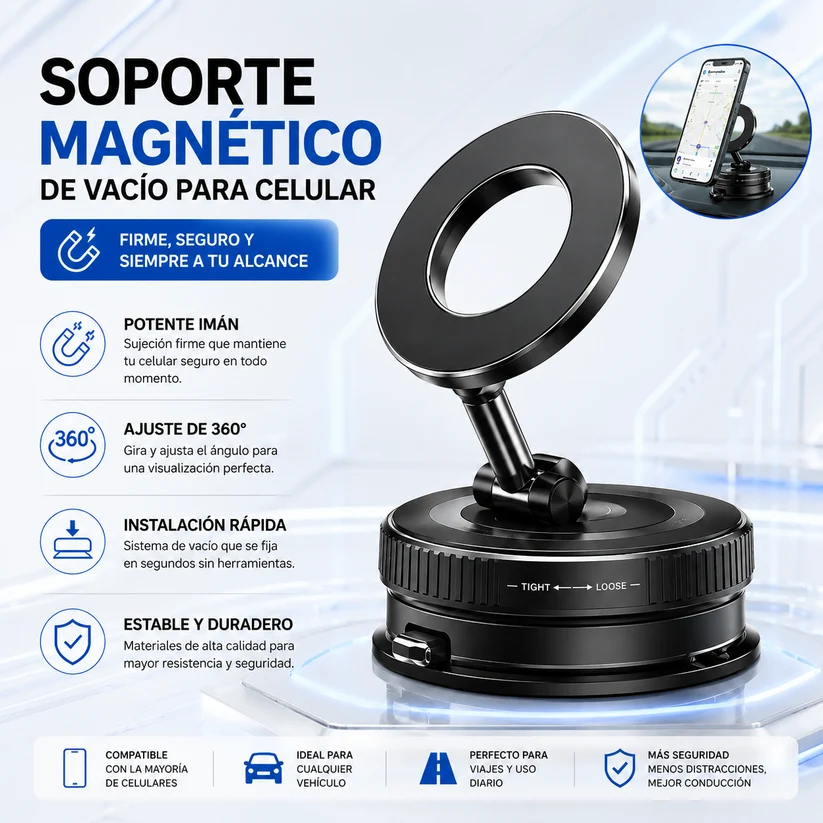 Soporte magnético de vacío para celular